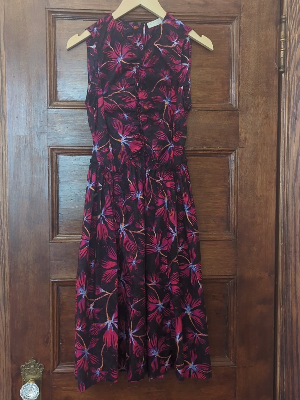 Ulla Johnson Pink Floral Mini Cotton Dress Boho Size  Small